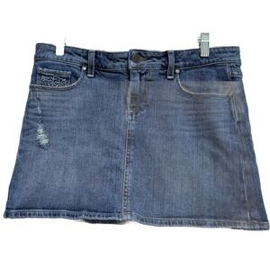 Vintage Paige Premium‎ 90's Y2K Denim Jean Malibu Skirt 30 Distressed Grunge